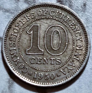 1950 Malaya 10 Cent Coin Free S&H BIN263 - Picture 1 of 2