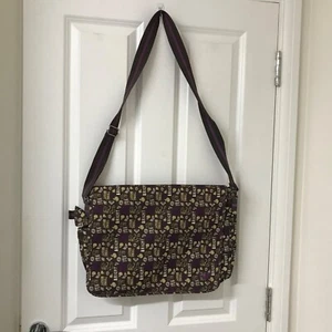 Roxy Messenger Laptop Shoulder Bag Brown Pink Purple Logo Adjustable Strap - Picture 1 of 9
