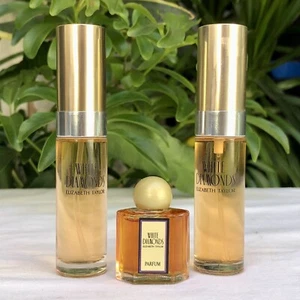 💝LOT OF 3 WHITE DIAMONDS Elizabeth Taylor PARFUM + EDT Sprays Mini Perfumes NOS - Picture 1 of 6