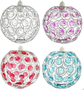 Chrom Kugel Decken Leuchte Schirm Pendelleuchte Acryl Kristall Optik Schmuck - Bild 1 von 9