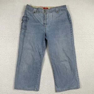 Oscar De La Renta Jeans Womens 12 Blue Denim Capri Cargo Casual Everyday Travel - Picture 1 of 14