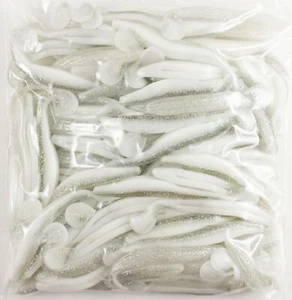 ZOOM SWIMMIN' SUPER FLUKE 100 PACK BULK 5" 116-185 WHITCE ICE DN1460 - Picture 1 of 3
