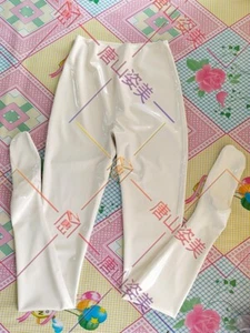 312 White Latex gummi leggings high waist wet look skinny leggings 0.4mm - Picture 1 of 3