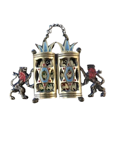 Vtg Judaica Brass Ten Commandments Enamel Wall Hanging Plaque Made in Israel - Picture 1 of 2