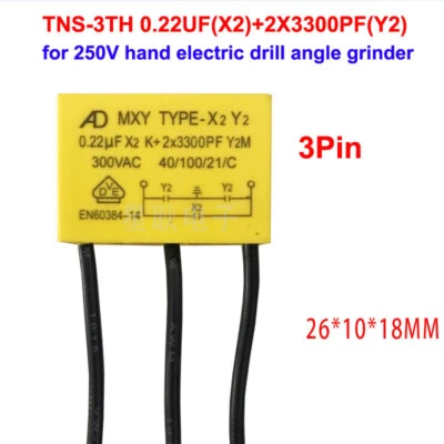 TNS-3TH 0.22UF (X2) + 2X3300PF (Y2) 250V Taladro eléctrico manual amoladora angular 1 pieza Nuevo