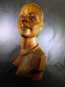Hand Carved Wooden African Tribal Woman Signed - Picture 1 of 11