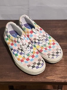 VANS 721356 M Sz 8 (W9.5) checkered multicolored lace up canvas skate shoes VGC - Picture 1 of 6