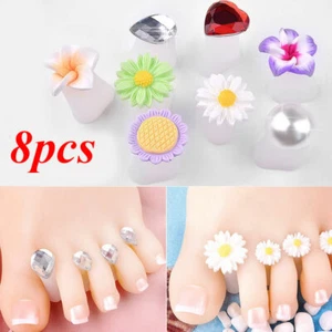 8Pcs Nail Art Silicone Finger Toe Separator Daisy Flower Diamond Pedicure Tool ⇘ - Picture 1 of 19