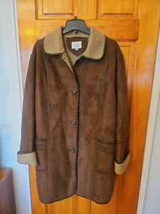 Tradition PLUS BROWN Shearling Peacoat Woman's Size 22W - Picture 1 of 15
