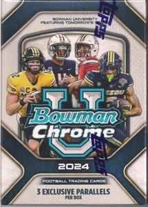 Caja bláster sellada de fábrica de fútbol americano cromado Bowman University 2024 - Imagen 1 de 5