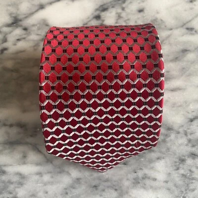 Corbata Jacquard Geométrica 100% Seda BURMA BIBAS Roja Gris Negra ~ 3.25 J74 Foto 1 de 4