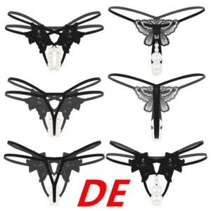 DE Damen Spitze Tanga Sexy G-String Dessous Slip Panty Spitze Höschen mit Perlen - Picture 1 of 42