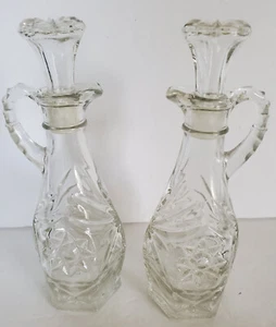 Vintage Set Anchor Hocking Starburst Muster Essig und Öl Klarglas Krüge - Bild 1 von 5