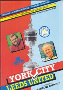 1987/88 YORK CITY V LEEDS UNITED 06-10-1987 LITTLEWOODS LEAGUE CUP 2ND ROUND - Picture 1 of 1