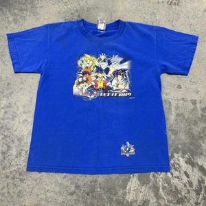 Vintage Y2K Kids BeyBlade Anime Promo Graphic T-Shirt Blue Size S - Picture 1 of 4