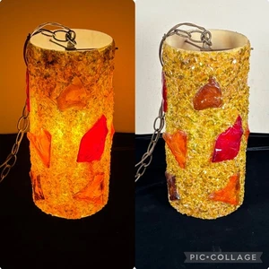 1960's MCM Rock Candy Lucite Lamp Hanging Swag Ball Light Chunky 14" Tall - Picture 1 of 13