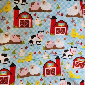 Baumwolle Flanell Hobby Lobby Kühe Schweine Küken Schafe Bauernhoftiere 3 Yard Stück - Bild 1 von 4