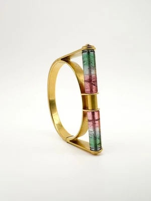 Armreif  in 750 Gold Handarbeit  54,2 g Goldarmreif  7,4 mm breit 18kt Gelbgold - Bild 1 von 4