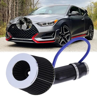 Black Cold Air Intake Filter Alumimum Induction Hose System For Hyundai Veloster - Image 1 of 4