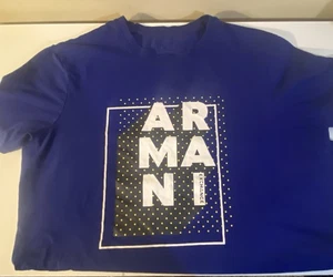 Rare Original armani exchange Shirt men’s medium Blue Short sleeve - Picture 1 of 3