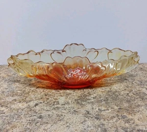Vintage Jeanette Glass Amberina Orange Red Ombre Gondola Centerpiece Bowl 16 in - Picture 1 of 8