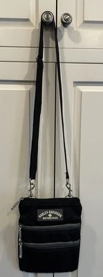 Cartera bandolera Harley Davidson para mujer de nailon con cremallera negra ajustable Foto 1 de 4