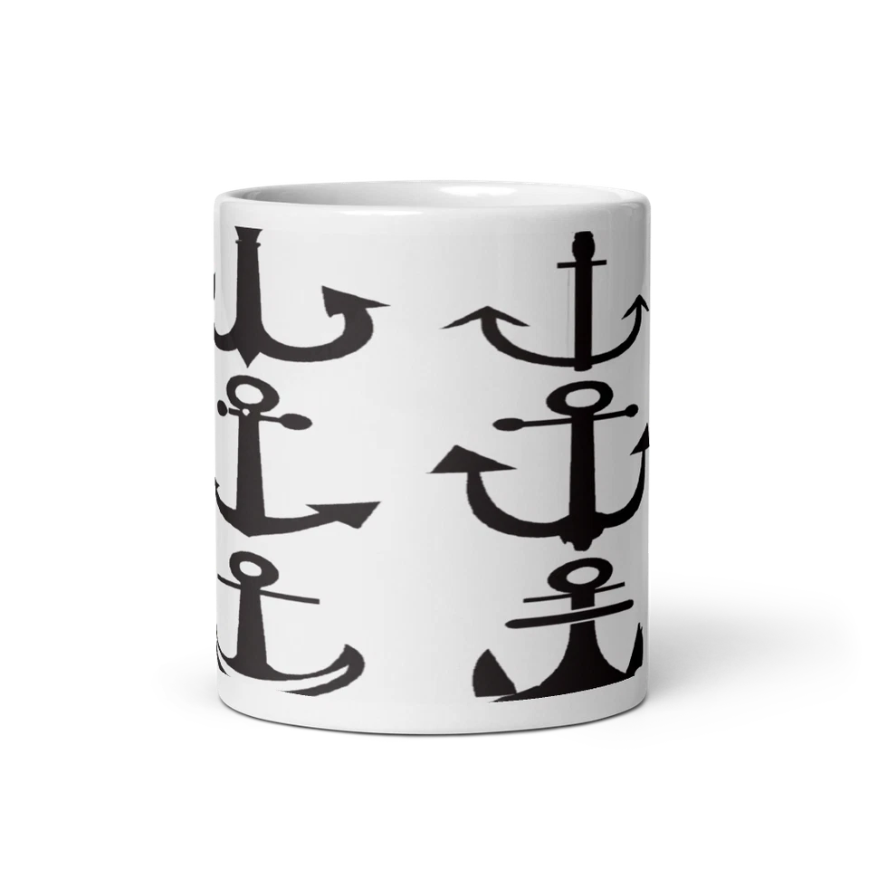 Taza de cerámica con iconos de anclaje náutico de 11 oz - taza de café/té Foto 1 de 3