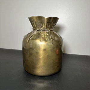 Vintage Bronze "Money Bag" Vessel Vase Made In Spain 10” H x 7”W - Picture 1 of 10
