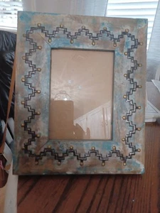 Western Rustic Turquois Picture Frame 9x11 X 7" Picture Inside 4.5x6.5 - Picture 1 of 3