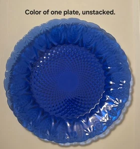 Set Of 4 VTG Avon Royal Sapphire Cobalt Blue 10.5" Dinner Plates, Made In FRANCE - Picture 1 of 11