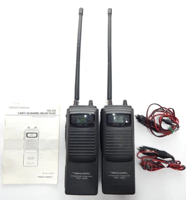 REALISITIC TRC-225 PAIR 40 Channel Walkie Talkies RadioShack TESTED VIDEO! 4Watt Foto 1 de 4
