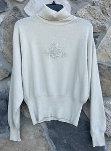 Vtg Meister Turtleneck Sweater Sz Small Embroidered Cottagecore 90's Ski Resort - Picture 1 of 8
