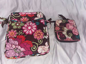 Vera Bradley Mod Crossbody Brown Pink Floral Paisley Purse Shoulder Bag & Wallet