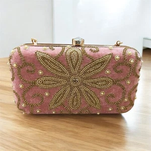 Womens Clutch Handbag Glitters Rhinestone Chain Prom Wedding Evening Purse Bag - Picture 1 of 13