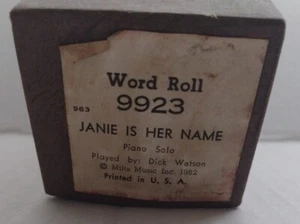 Rollo de piano para reproductor QRS Janie Is Her Name #9923 rollo de palabras  - Imagen 1 de 4