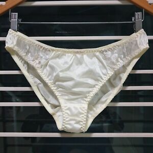 Vintage Silky Nylon Panty Sheer Yellow Sissy Lace Brief Size 9/2XL Hip 44-47"