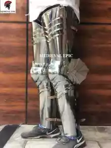 Gamba medievale Halloween armatura guardia costume cavaliere acciaio pieno gotico set LARP - Foto 1 di 6