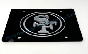 San Francisco 49ers Black And Silver Crystal Mirrored Car License Plate NFL - Picture 1 of 1