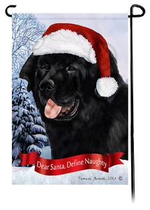 Dear Santa, Define Naughty Garden Flag - Black Newfoundland 091 - Picture 1 of 1