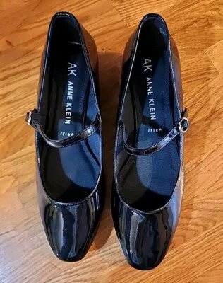 Anne Klein Iflex Patent Leather Mary Janes, Babydoll With Strap & Buckle Size 9 - Image 1 of 4