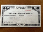 1930 VINTAGE INTERNAL REVENUE SPECIAL TAX STAMP DISPENSING OPIUM MICHIGAN $1