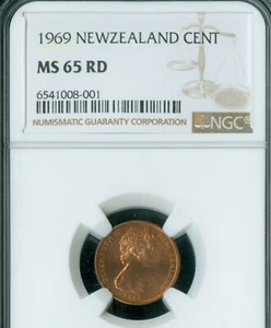 1969 NEW ZEALAND CENT NGC MS65 RD . - Picture 1 of 2