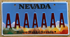 NEVADA VANITY LICENSE PLATE  " AAAAAAA " REPEATING LETTER A  RATED AA  7 A'S