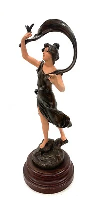 Ancienne statue en régule polychrome par Charles Ruchot - Art Nouveau - Photo 1/3