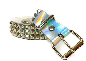 Rainbow Three Row Pyramid Stud Belt Genuine Handmade Punk Goth  Metal Funk Plus - Picture 1 of 4