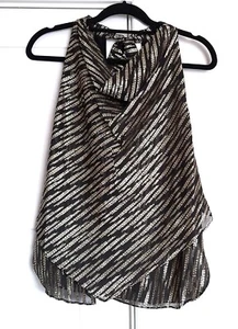 BCBGMAXAZRIA Black & Gold Metallic Evening Overlay Top XXS UK 6-8 NWT rrp$138 - Picture 1 of 9