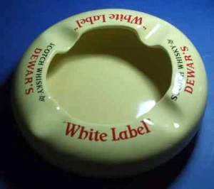 Cenicero de whisky escocés Dewar's White Label Wade England usado raro ¡cerámica redonda! - Imagen 1 de 9