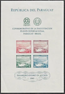 (18) PARAGUAY - 1961 BRIDGE SOUVENIR SHEET. SCOTT C277a. MNH - Bild 1 von 1