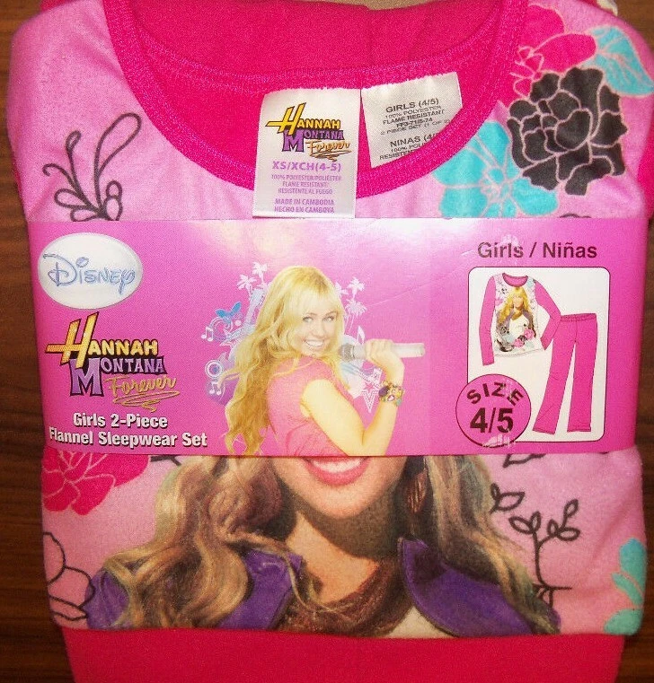 Hannah Montana Pink Long 2 Piece Pajama PJ  Flannel Girls Size 4 / 5 NWT - Image 1 of 1