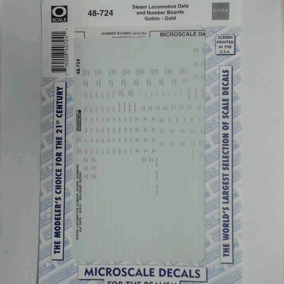 Microscale O Scale Decals: DATA & NUMBER BOARDS, Steam Locomotive, Gothic gold - Image 1 of 1